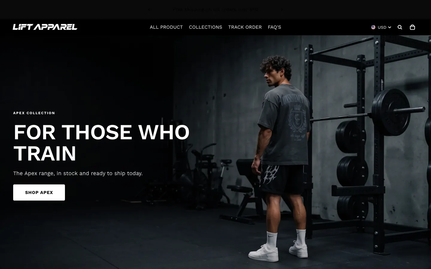 Lift Apparel website on a laptop